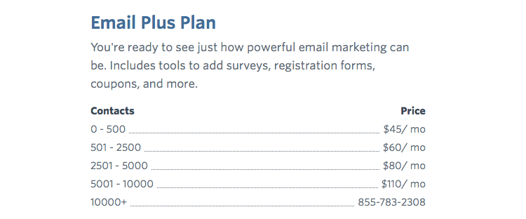 constant contact pricing